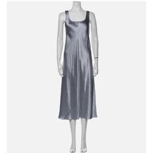 VINCE Satin Tank Sea Leaf Grey Women's Long Dress Size S $450 Bias Cut Formal